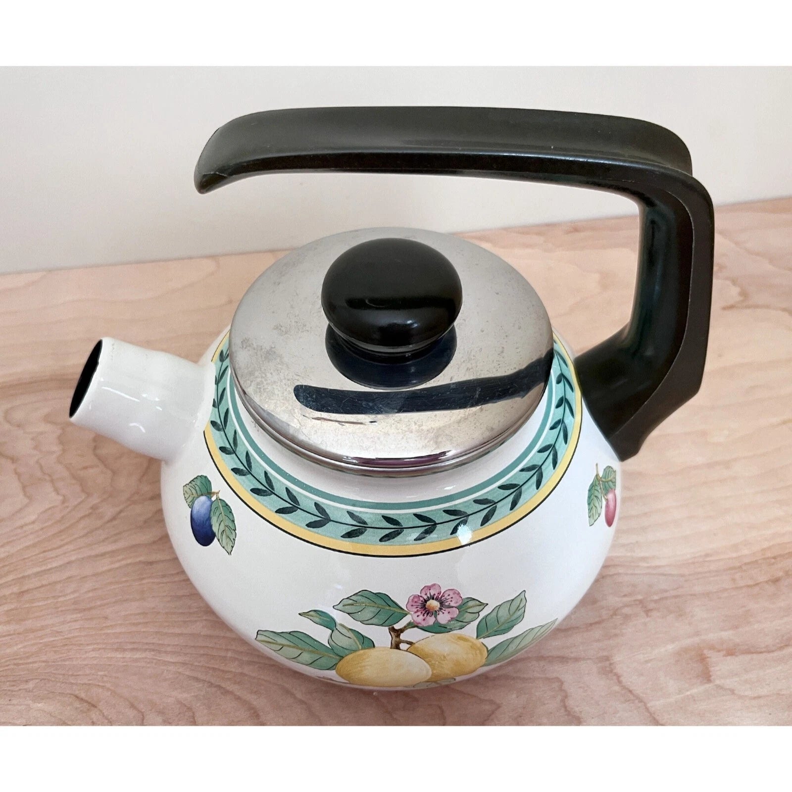 Villeroy & Boch French Garden Enamel Tea Kettle ~ HTF but Missing Spout Nozzle