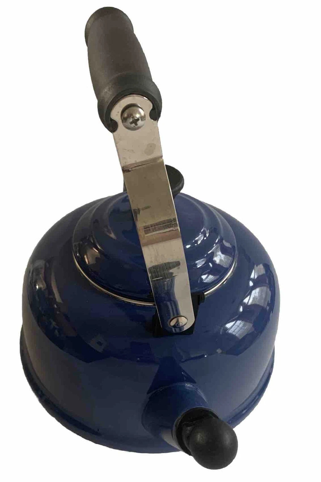 Le Creuset Whistling Tea Kettle Blue 1.6 Liter 1.7 Quart Enamel Steel Small Chip