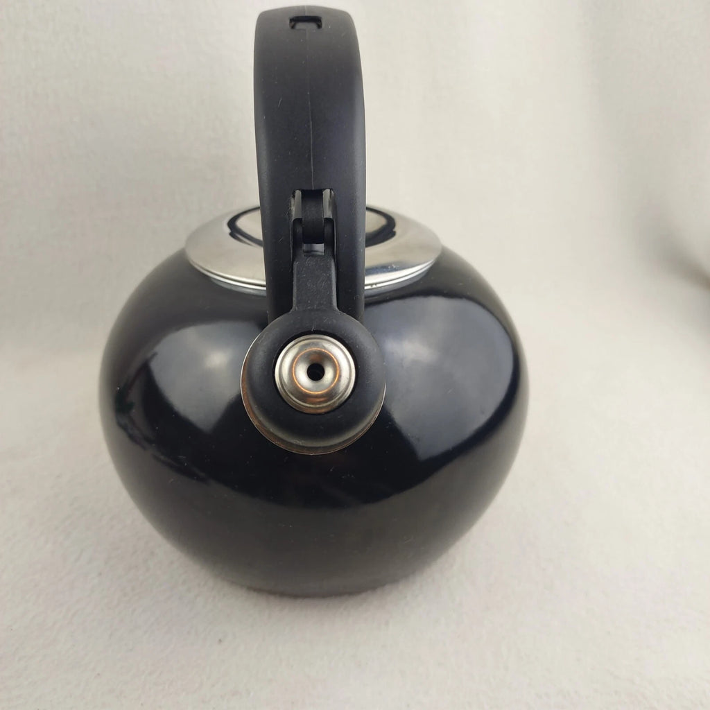 Whistling Tea Pot Kettle Black Enamel with Lid Large Unbranded