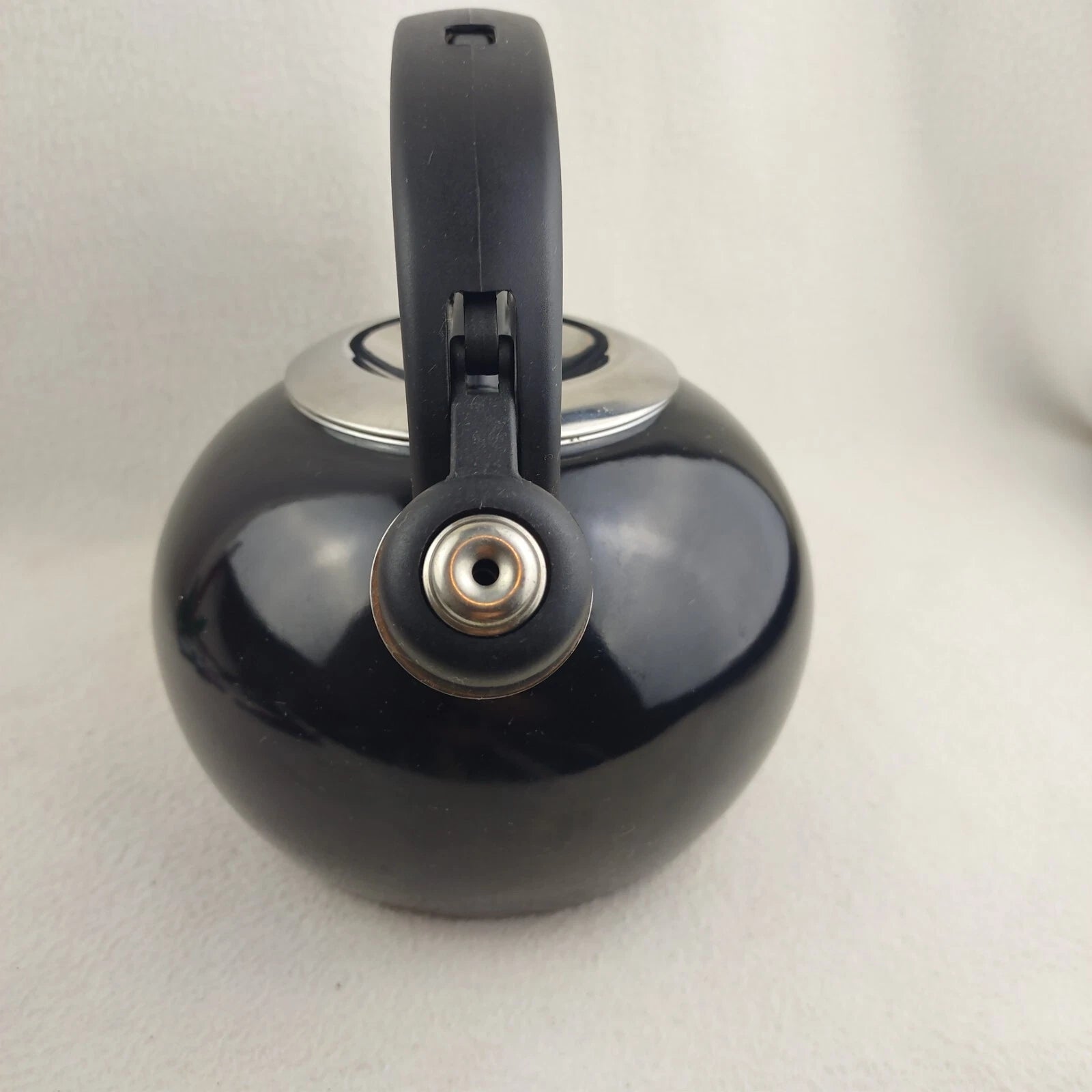 Whistling Tea Pot Kettle Black Enamel with Lid Large Unbranded