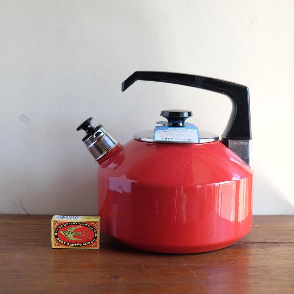 Kettle Ever Ware Enamel 2.5L White Red Detachable Whistle Used