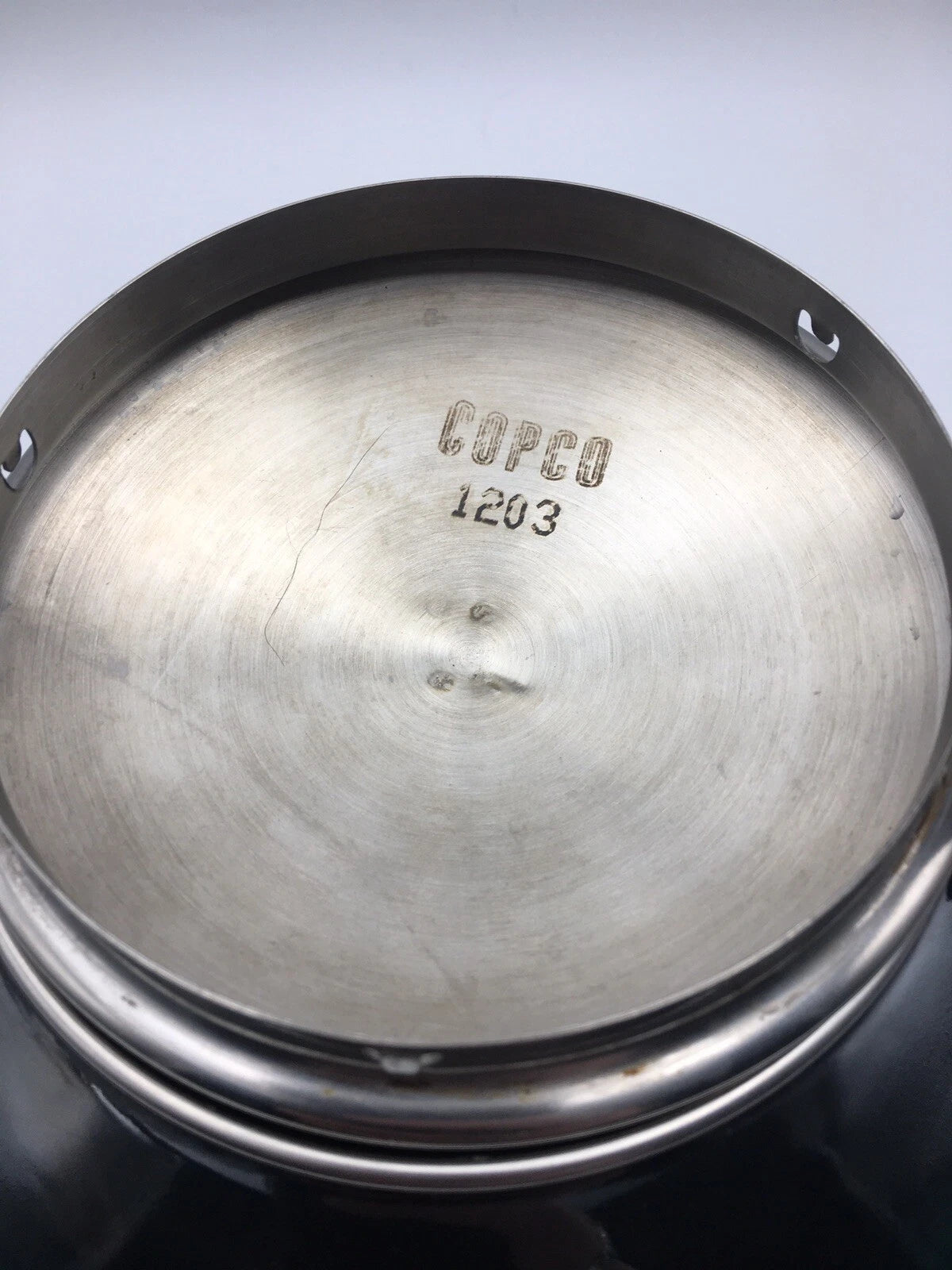 COPCO 2qt Black Enamel Whistling Teapot Kettle Chrome Top Mid Century Modern MCM