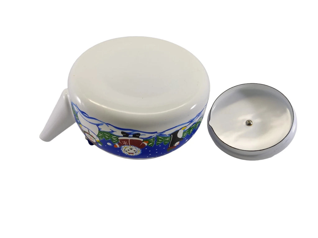 Vintage 1998 Snowflake Shivers Blizzard Enamel Teapot  Kettle Cooks Club READ!!