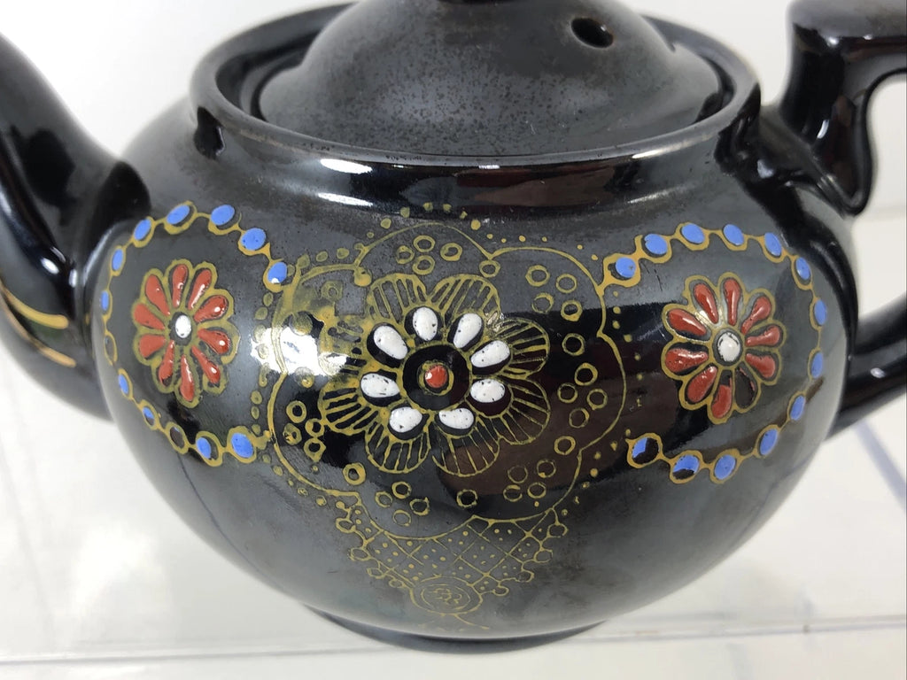 Japan Vintage Ceramic Redware Blue Teapot Glazed and Enamel 12 Ounces VTG