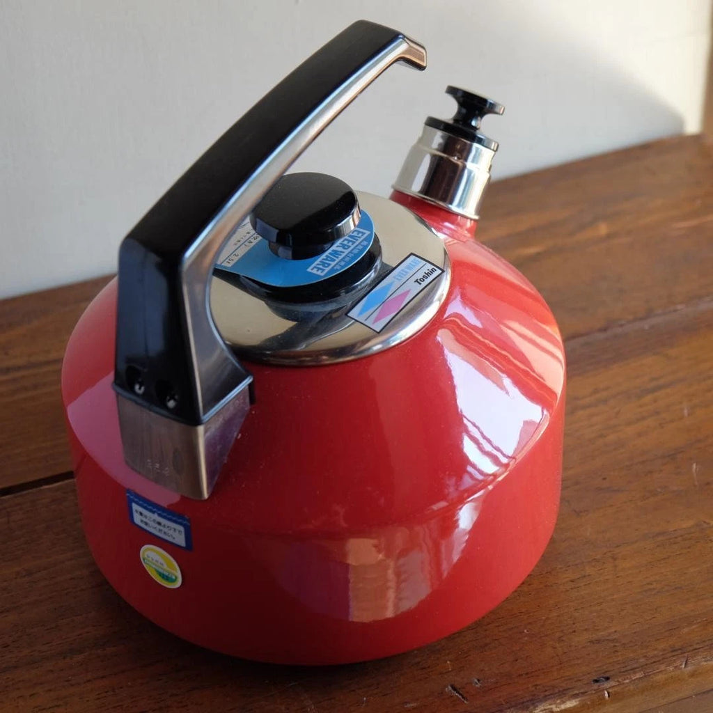 Kettle Ever Ware Enamel 2.5L White Red Detachable Whistle Used