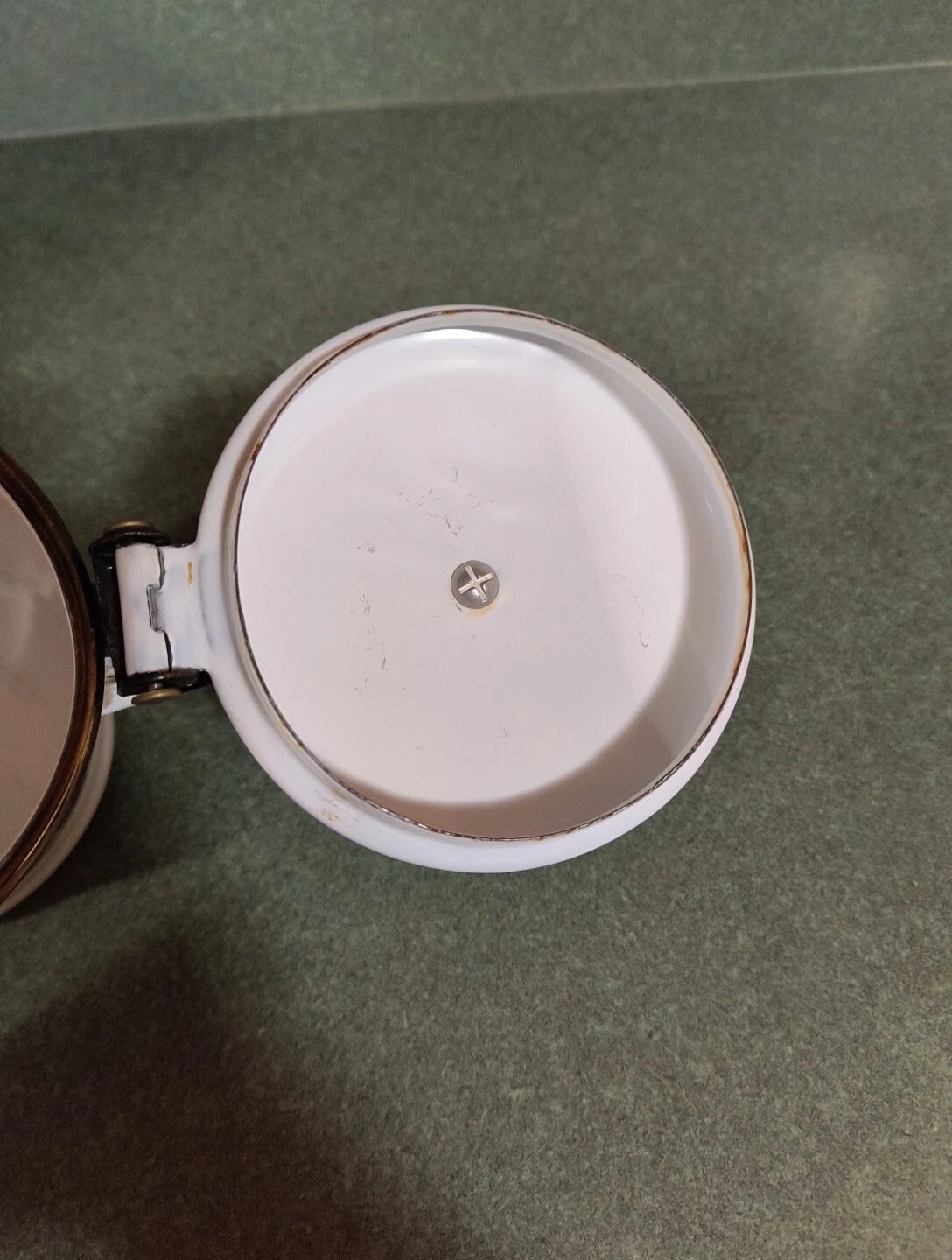 GEORGES BRIARD MCM ENAMELWARE TEA POT WHITE PINEAPPLE LEAVES STRAWBERRY BLACK