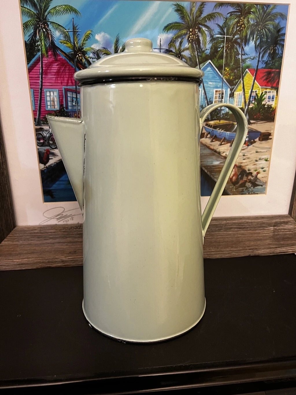 Teapot Kettle Enamelware Pale Mint Green Enamel Pot Nostalgia