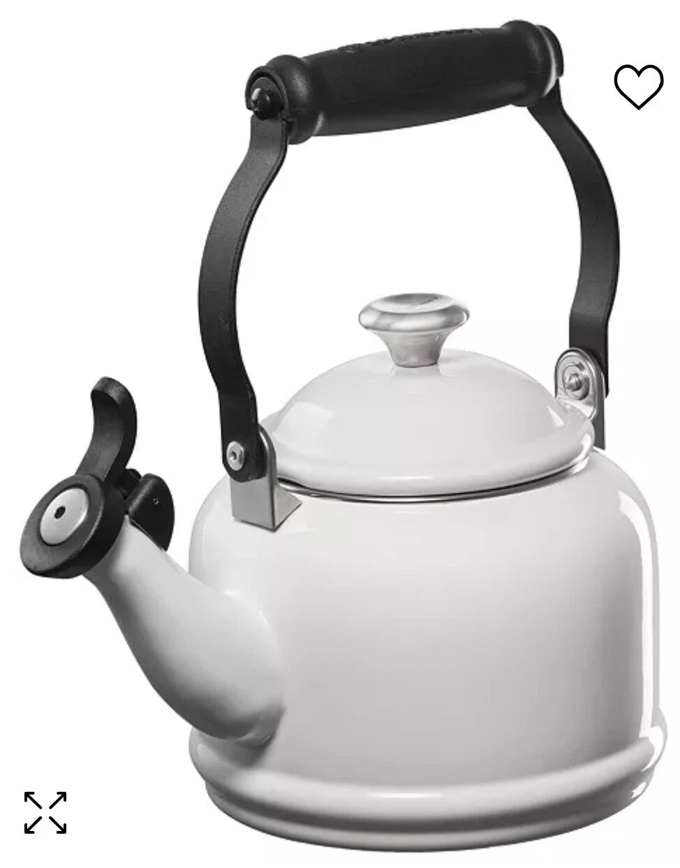 Le Creuset 1.25 Quart Enamel on Steel Demi Tea Kettle - White