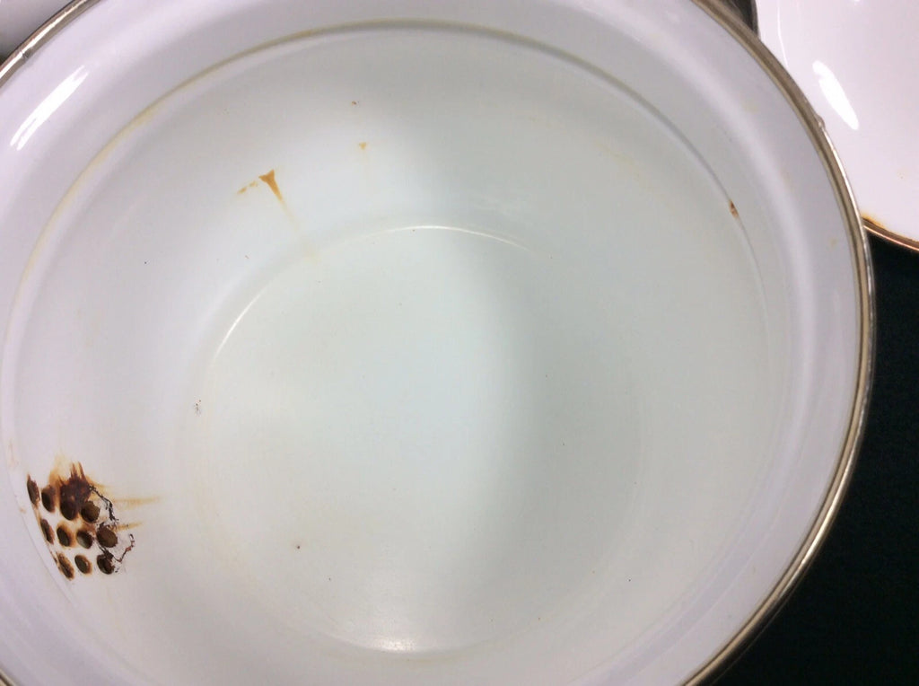 Vintage Enameled Metal Floral Teapot / Kettle Ceramic Handle + Brass Knob