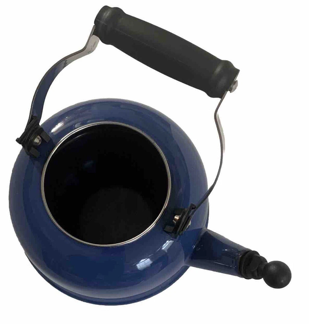 Le Creuset Whistling Tea Kettle Blue 1.6 Liter 1.7 Quart Enamel Steel Small Chip
