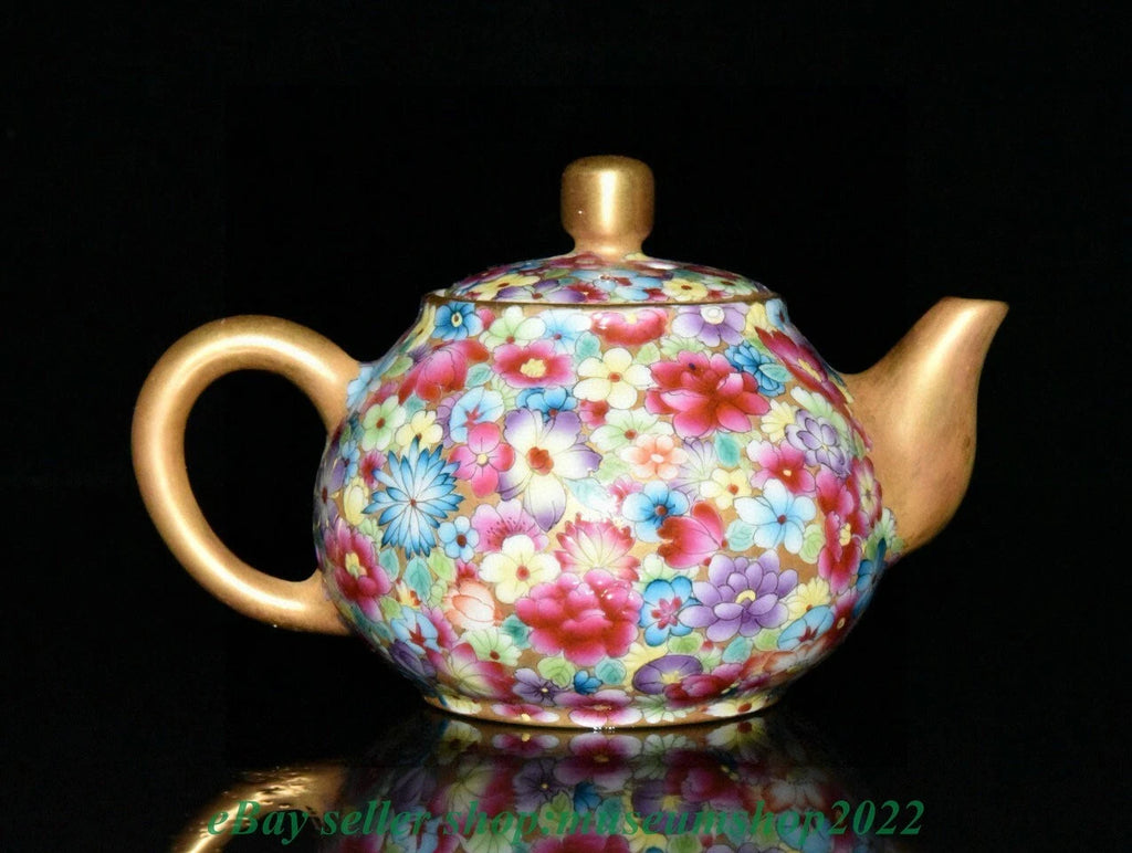 5.2" Old Chinese Qianlong Enamel color Porcelain blossoms flower Kettle Pot
