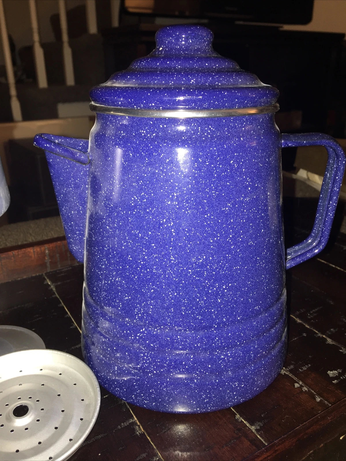 GranitewareBlue Enamelware Coffee/TeaPot  PitcherW/Coffee Percolator NEW.