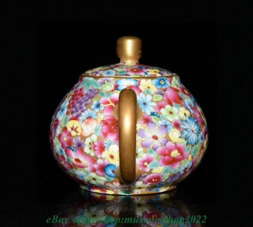 5.2" Old Chinese Qianlong Enamel color Porcelain blossoms flower Kettle Pot