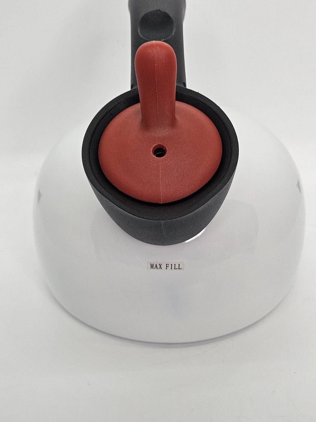 Michael Graves Designs White Enamel Tea Pot Kettle Black Handle