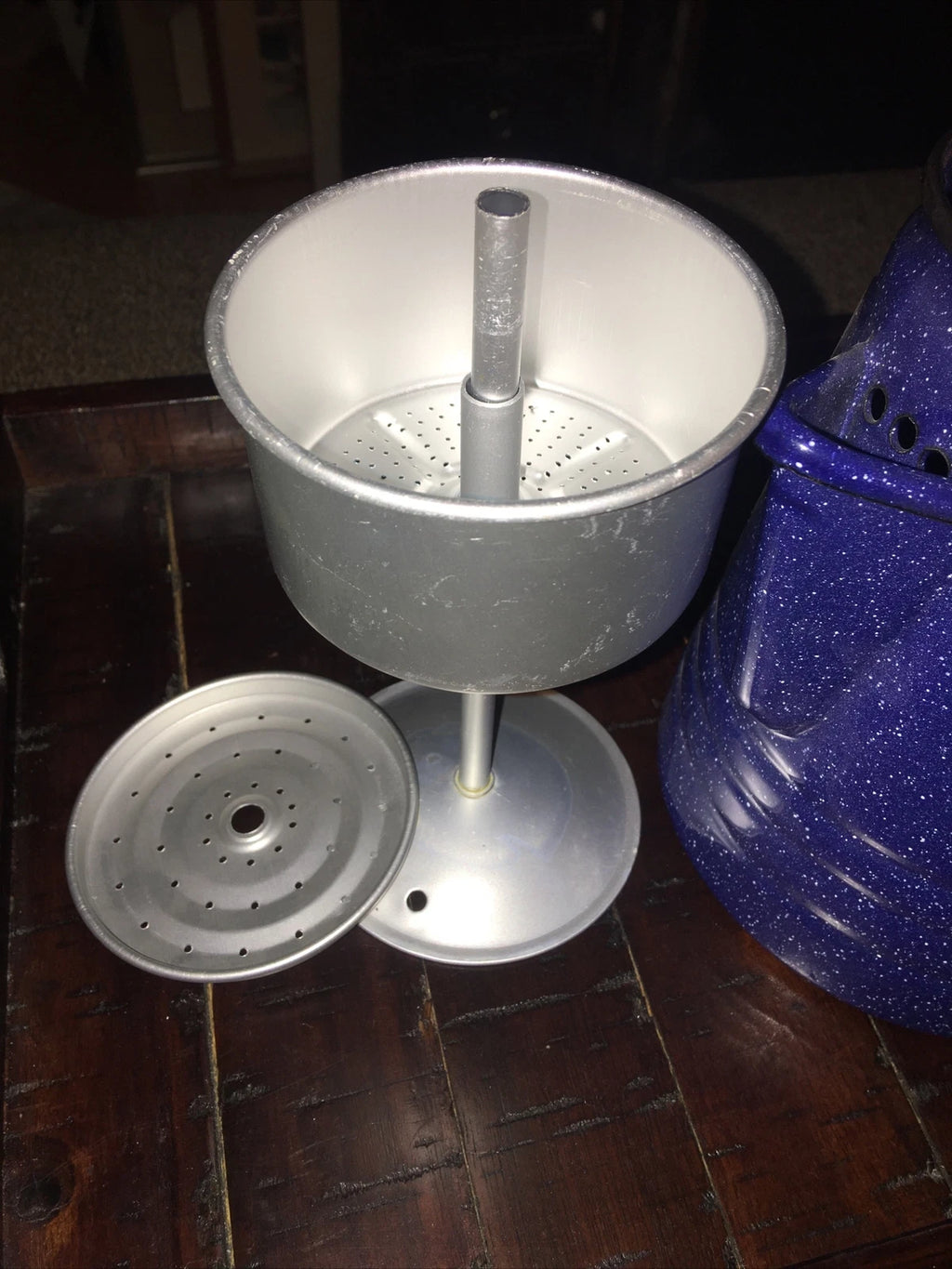 GranitewareBlue Enamelware Coffee/TeaPot  PitcherW/Coffee Percolator NEW.