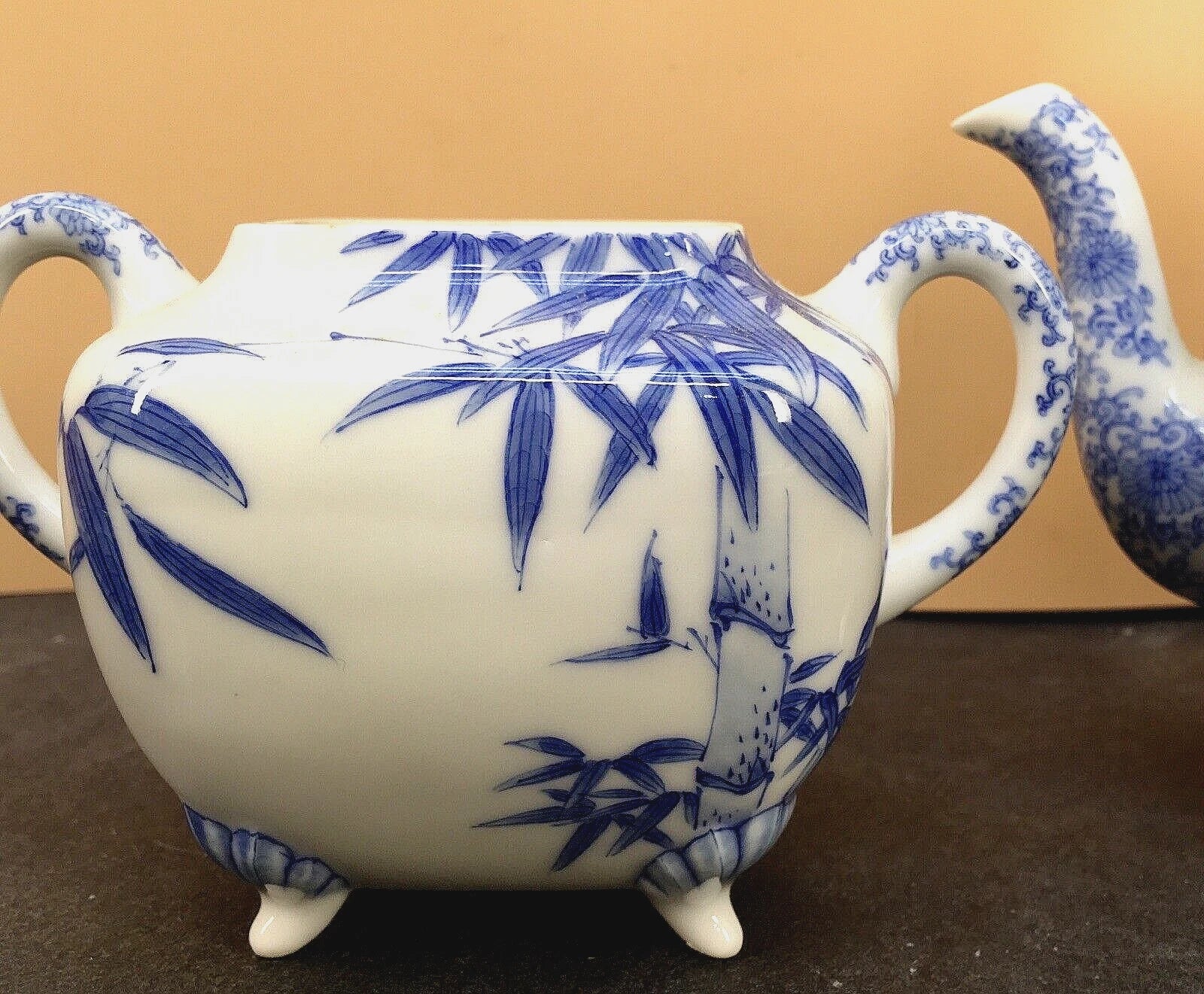 Japanese Meiji Porcelain Tea Set - Teapot, Cream & Sugar Bowls, Signed