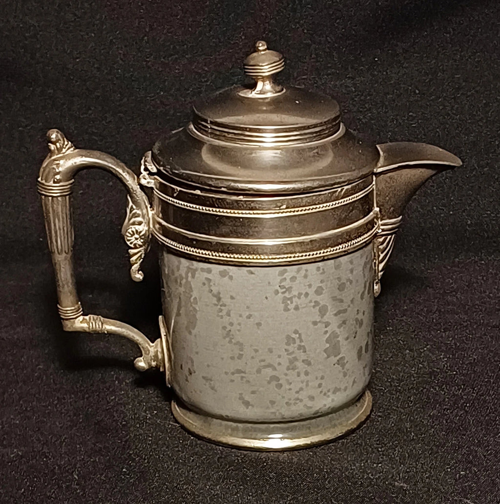 Antique Manning Bowing Gray Graniteware Enamelware Pewter Tea Coffee Set