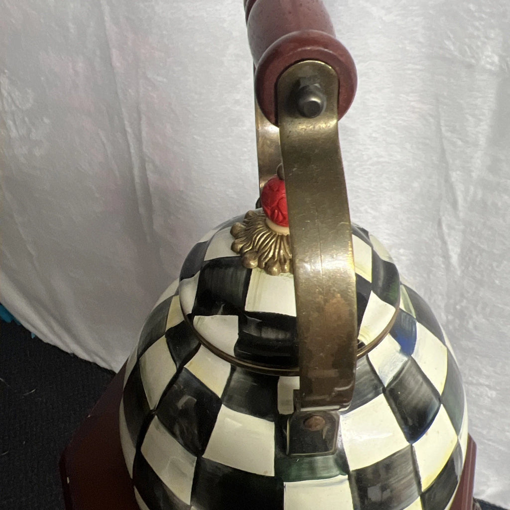 MacKenzie Childs Courtly Check Enamel Tea Pot