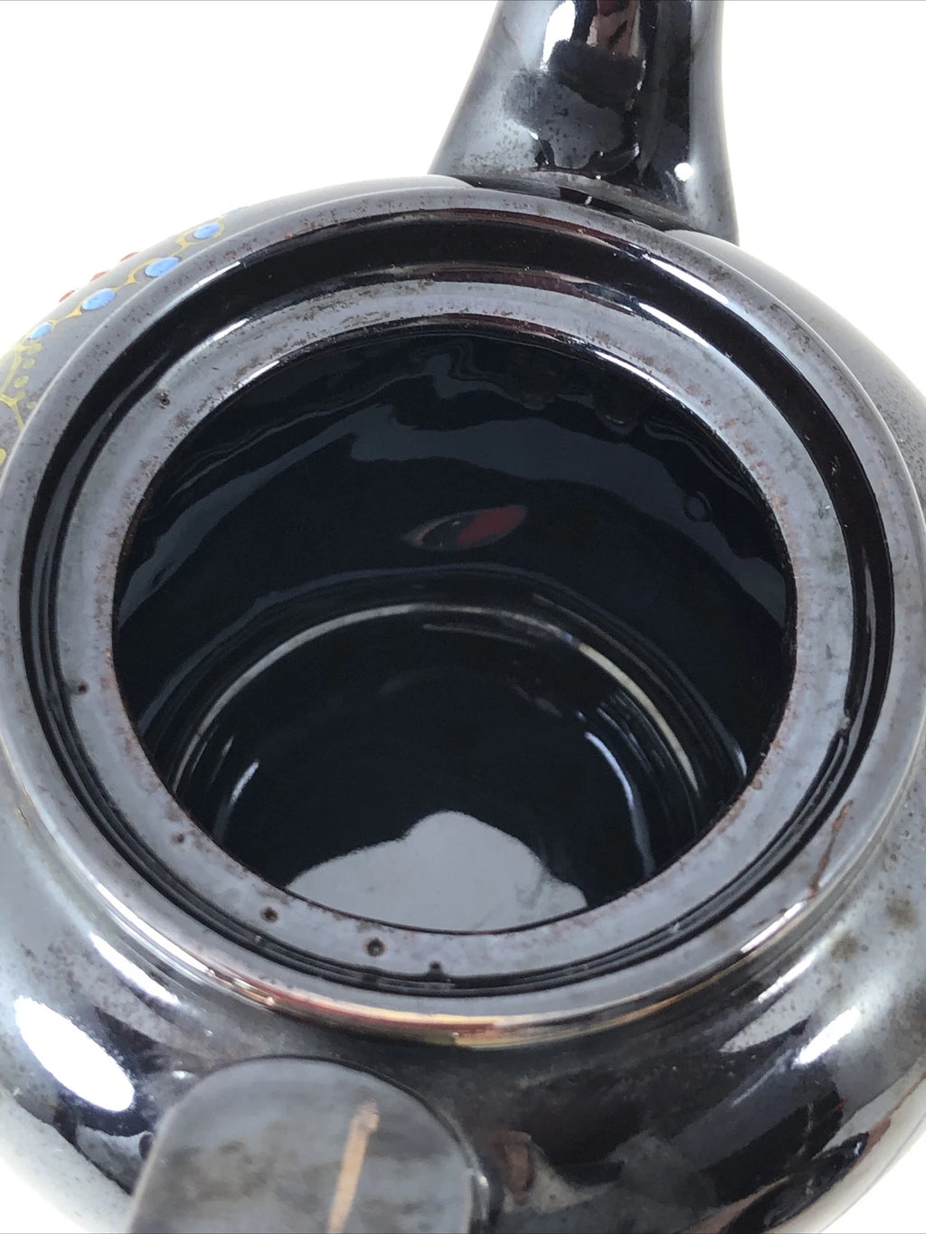 Japan Vintage Ceramic Redware Blue Teapot Glazed and Enamel 12 Ounces VTG