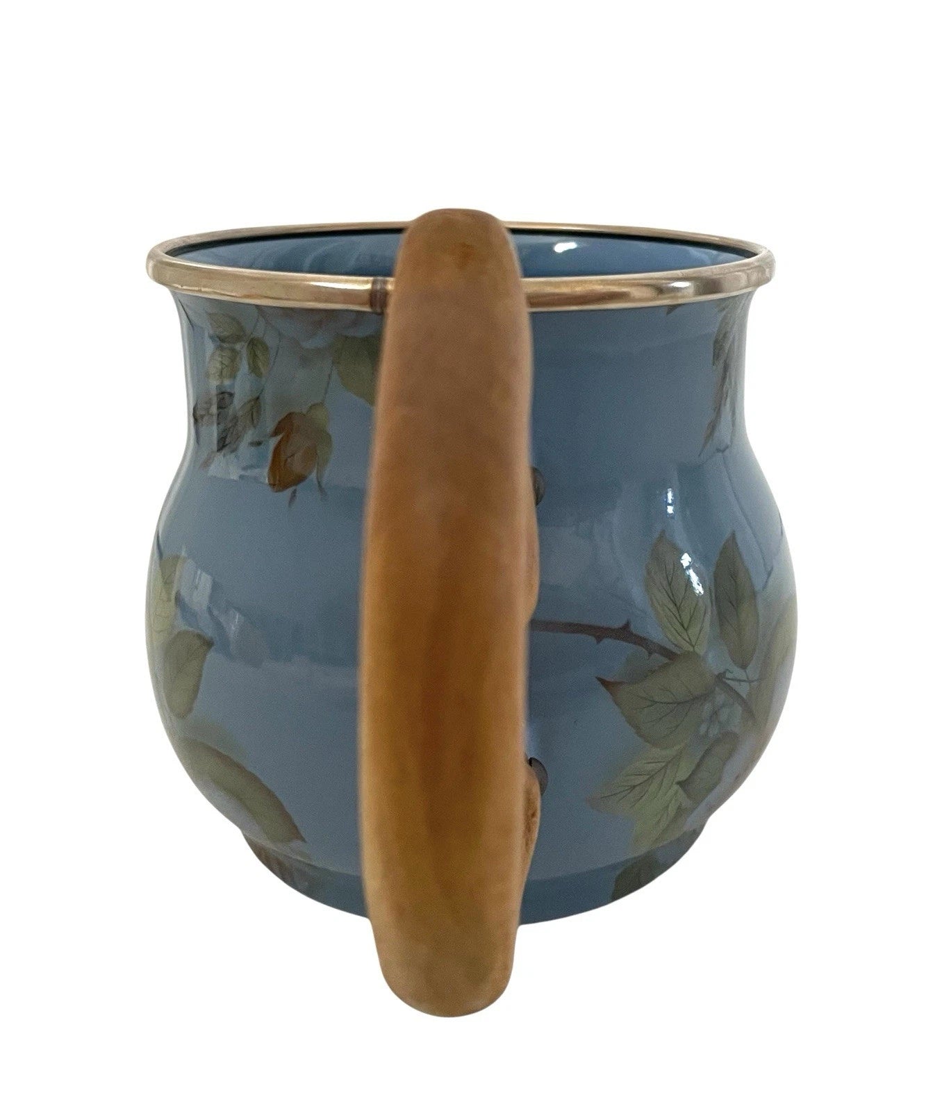 Mackenzie Childs 1983 Victoria Richard Blue Floral Enamel Coffee Tea Pot. No Lid