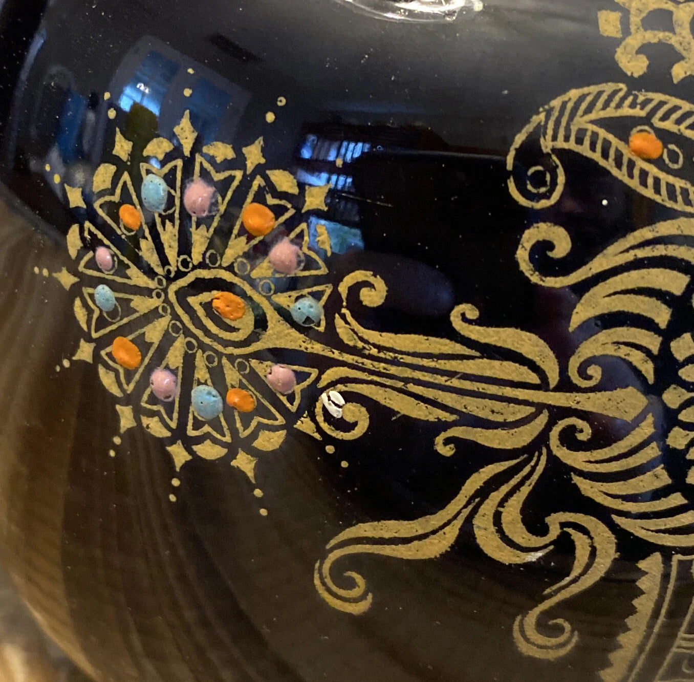 Vintage Gibson & Sons Marina Teapot w/ Lid Black Gold Enamel Burslem England