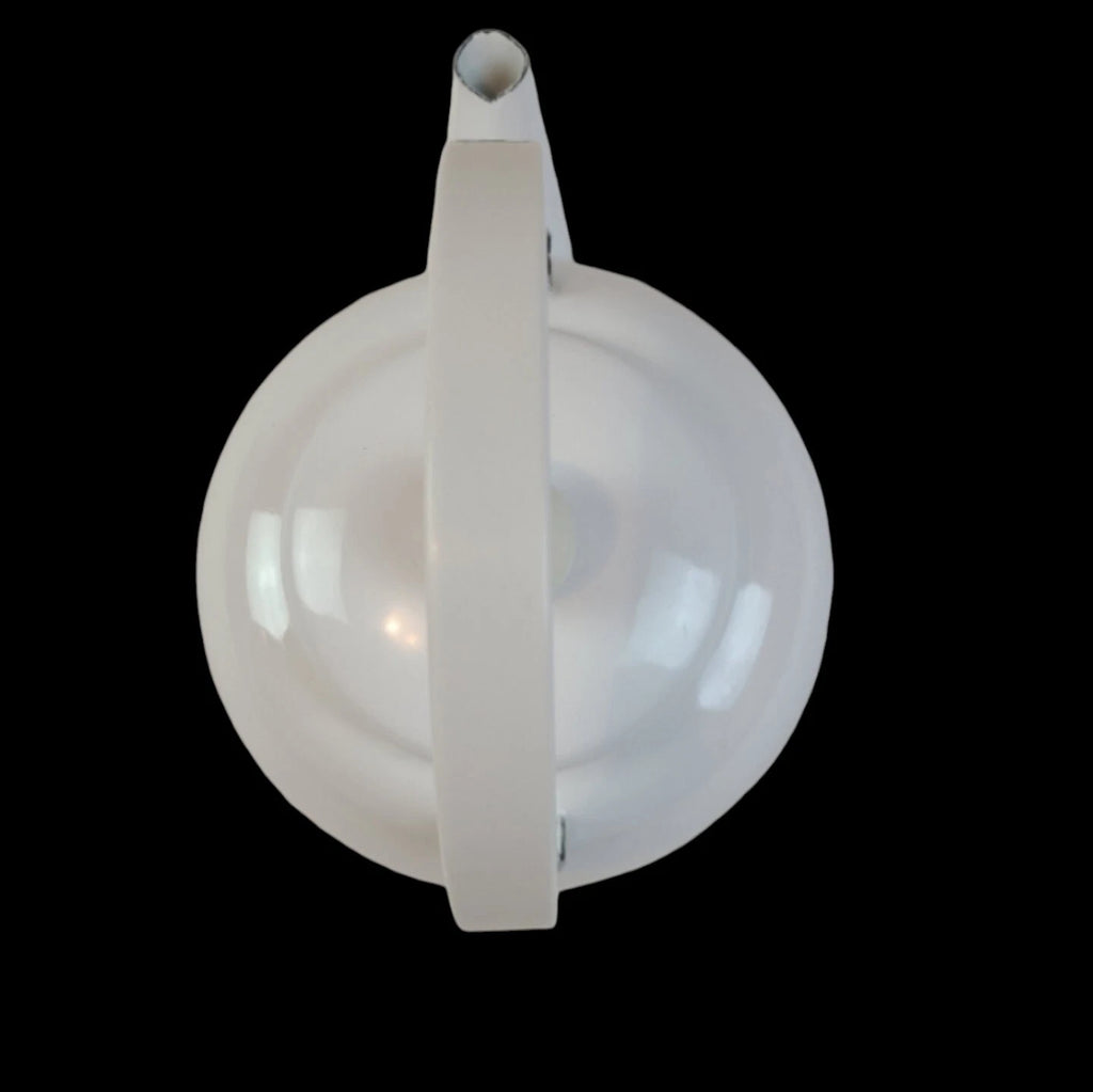 vintage white enamel tea kettle