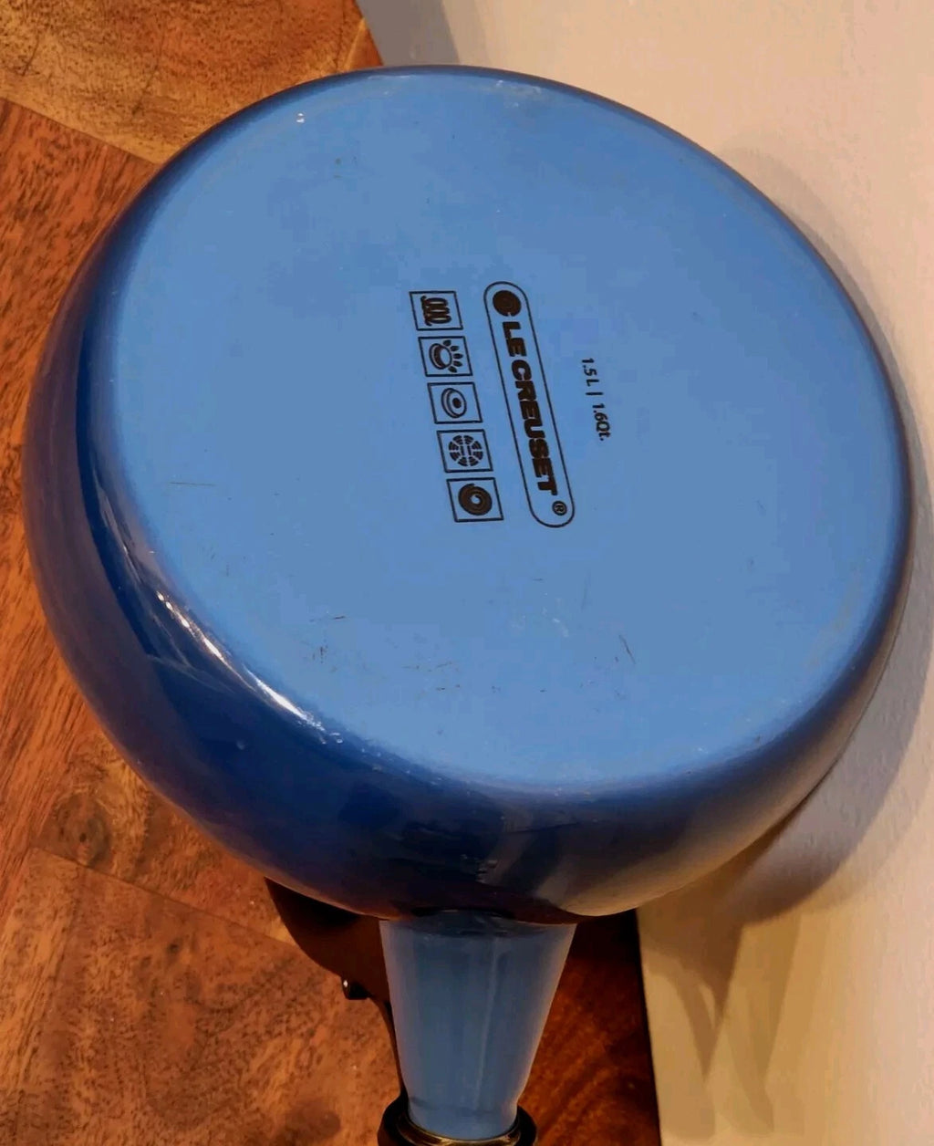 Le Creuset Blue Enamel On Steel Oolong Whistling Tea Kettle 1.6 qt Superb Condit