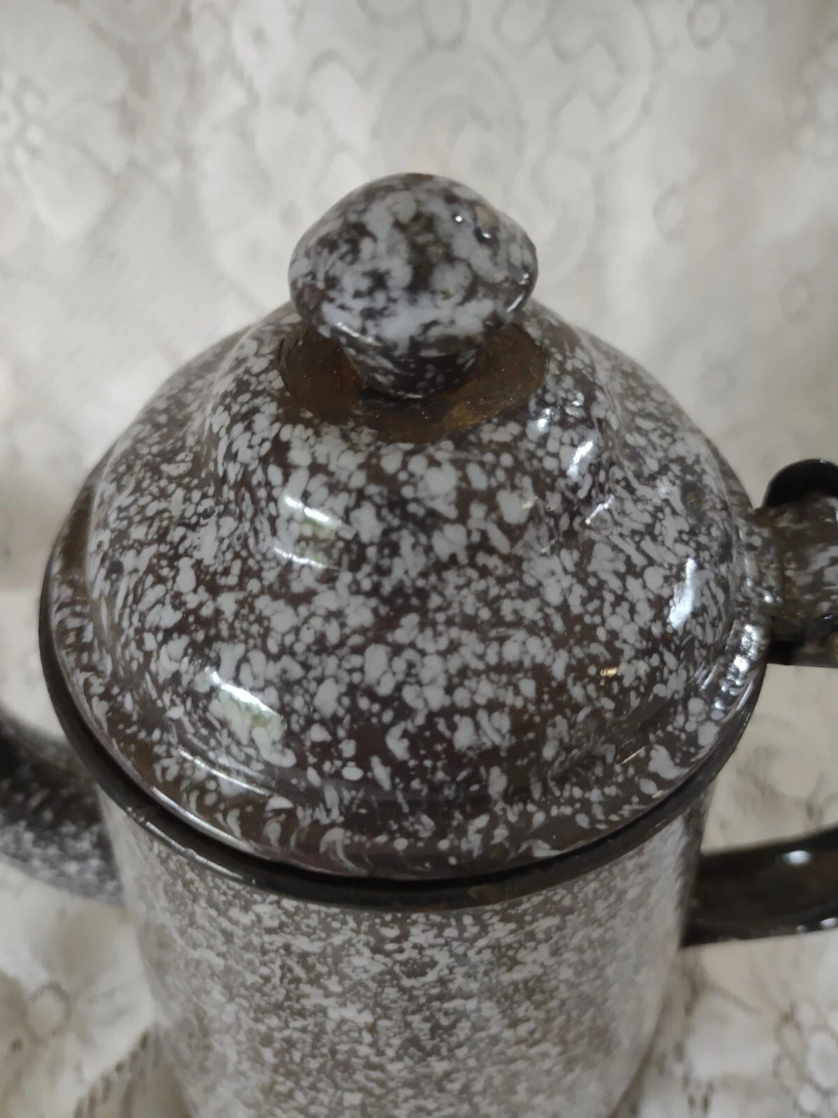Nice Vintage Grey Speckled Enamel Coffee/Tea Pot