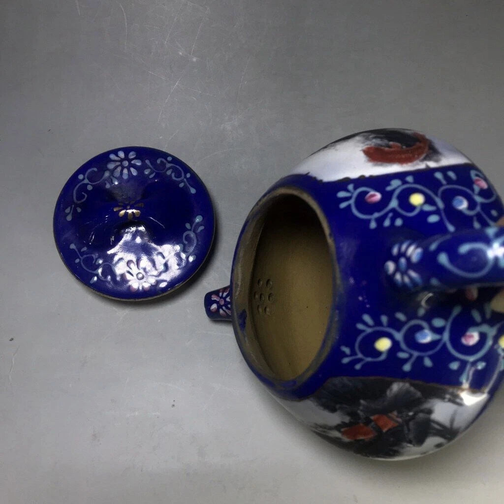 Chinese Yixing Zisha Clay Enamel Handmade Exquisite Fish pattern Teapot 5608