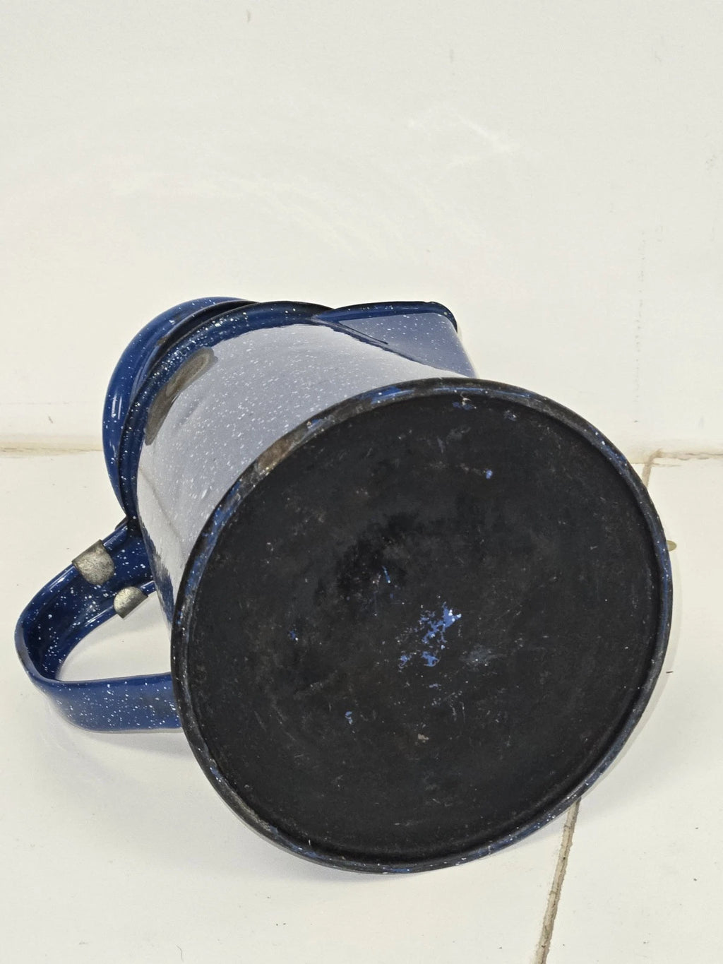 VTG Appropriately Rusted Blue Enamelware Small Camping Tea Coffee Pot