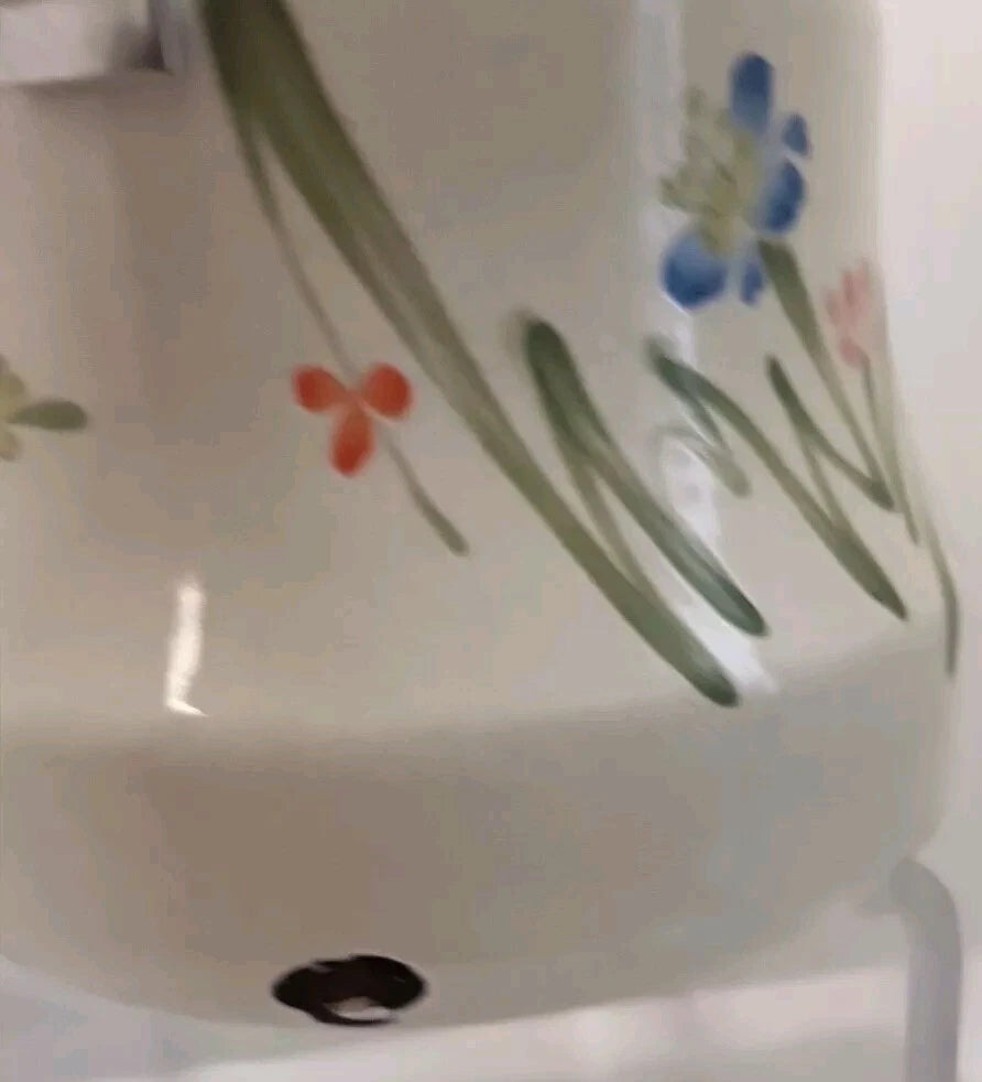 Vintage Tea Kettle, Floral Enamel on Steel Tea Kettle