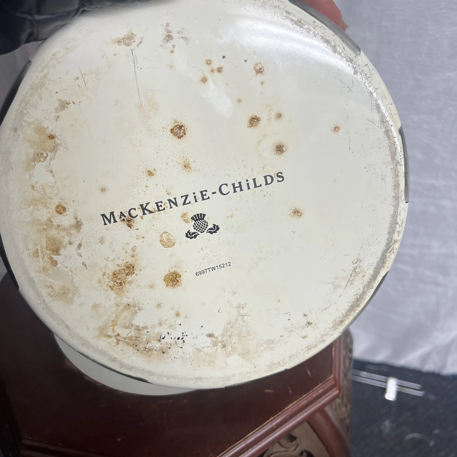 MacKenzie Childs Courtly Check Enamel Tea Pot