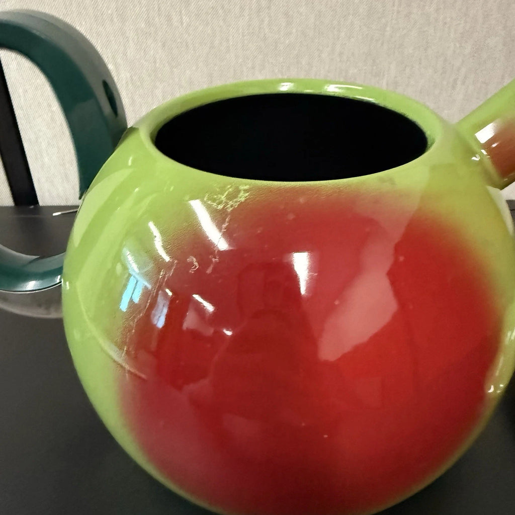 Vintage Copco Kettle Enamelware 1980s Large Apple/Pear Shaped Retro Kitchen Tea