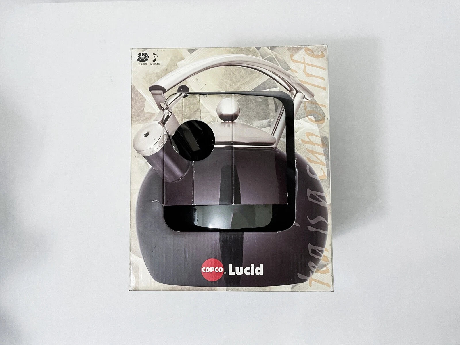 Copco Lucid Black Enamel Steel Teapot Kettle 2.5 Quarts