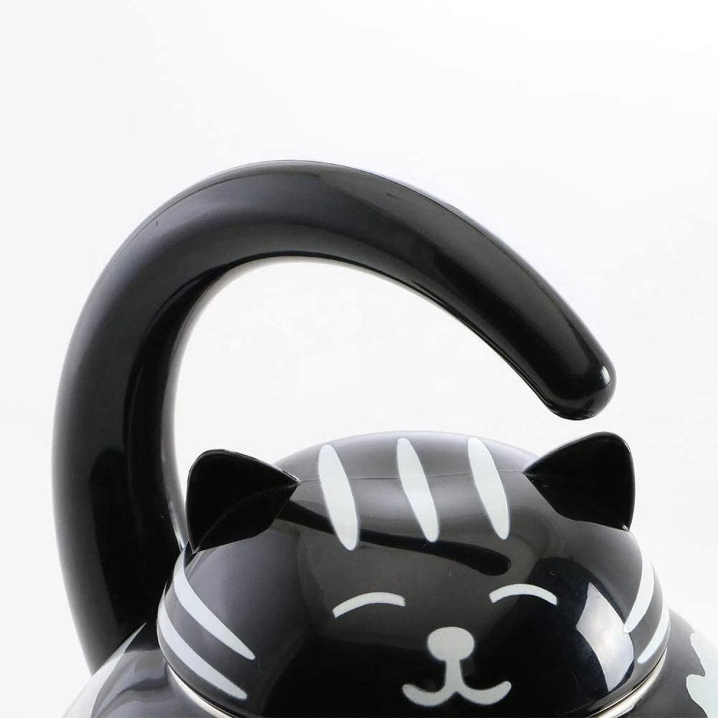 Supreme Novelty Enamel Stovetop Whistling Tea Kettle, Black and White Cat - New