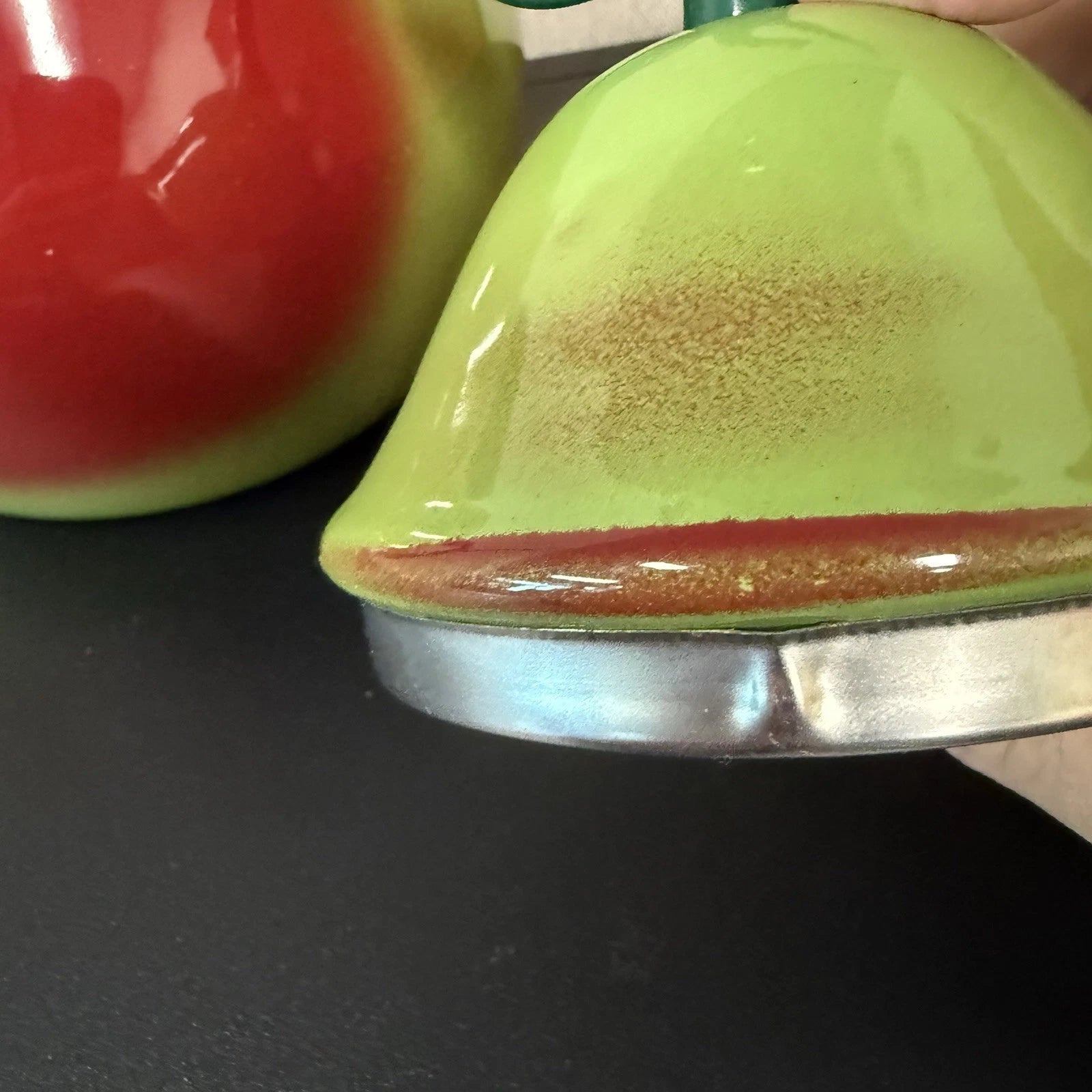 Vintage Copco Kettle Enamelware 1980s Large Apple/Pear Shaped Retro Kitchen Tea