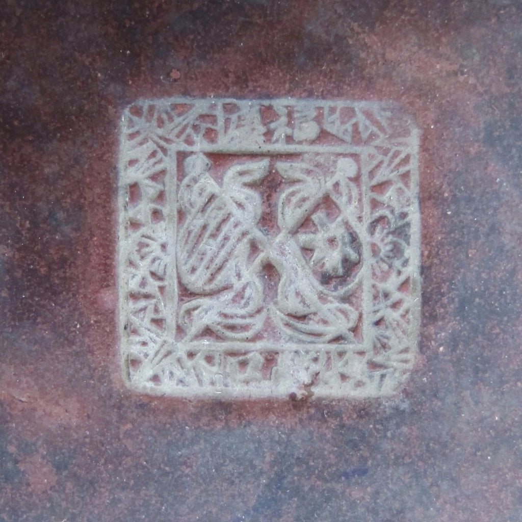 Big 7.7" Old Chinese YIXING Clay Teapot w/ Enameled Bird, Flowers & Dignitaries