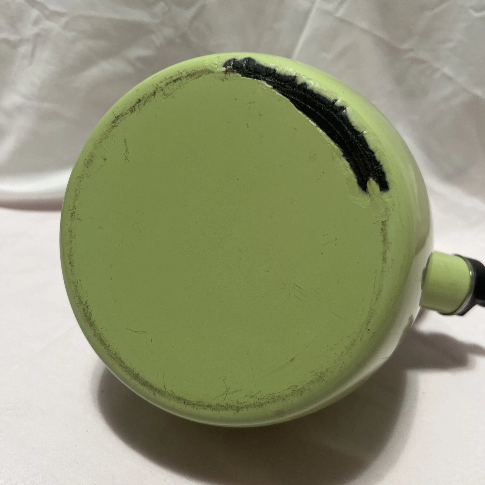 Vintage Copco Kettle Whistling Tea Pot Light green enamel