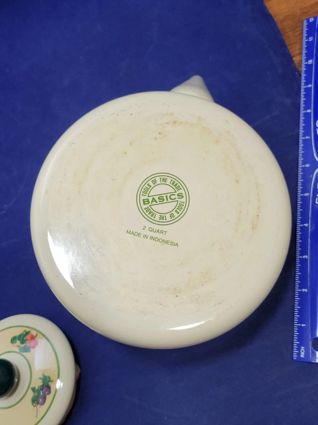 Vintage Enamel Teapot By Tools Of The Trade, Made In Indonesia