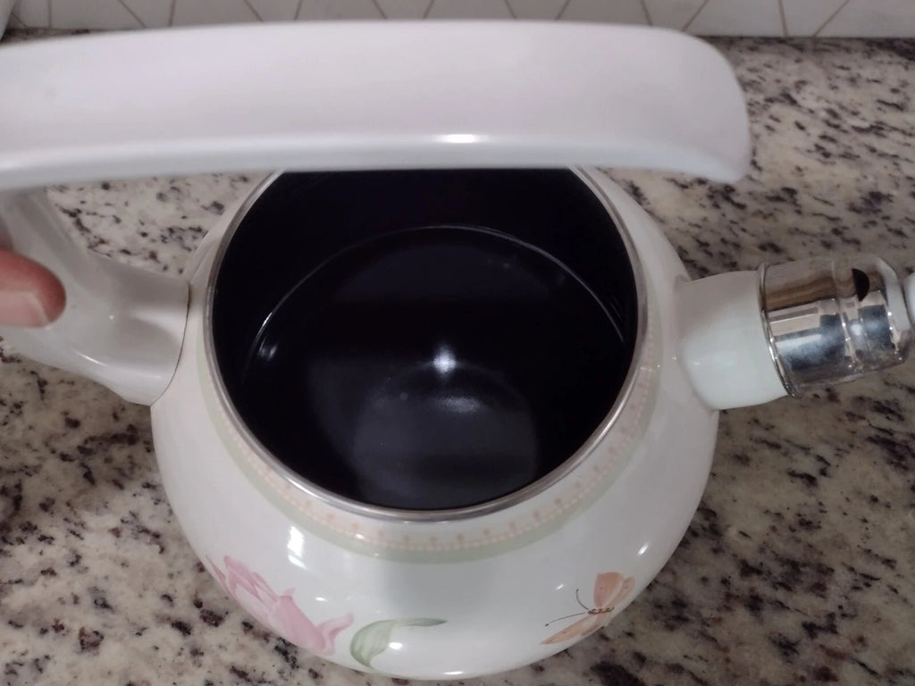 Villeroy And Boch Florea Tea Kettle Enamel Flower Butterfly Rare