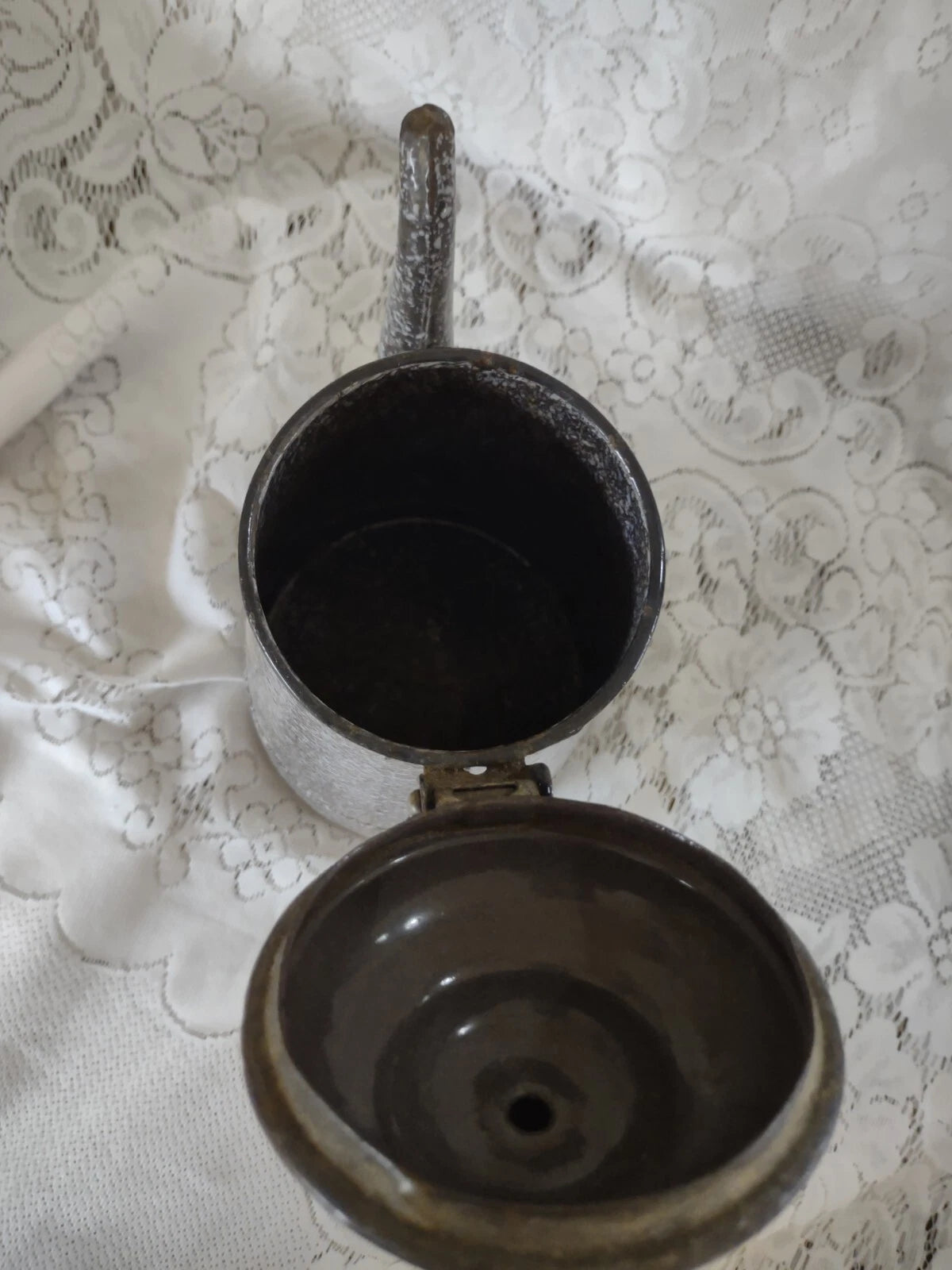 Nice Vintage Grey Speckled Enamel Coffee/Tea Pot