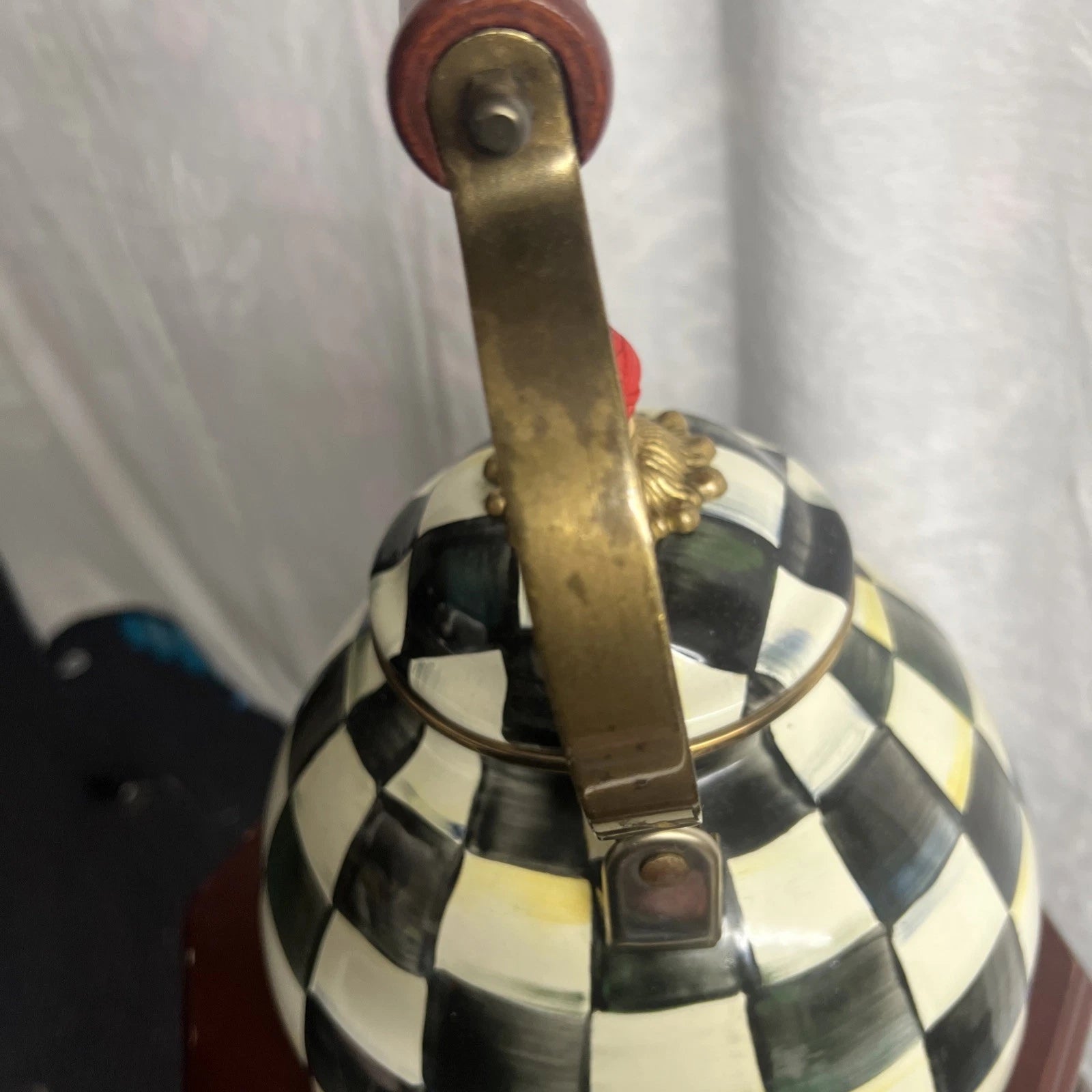 MacKenzie Childs Courtly Check Enamel Tea Pot