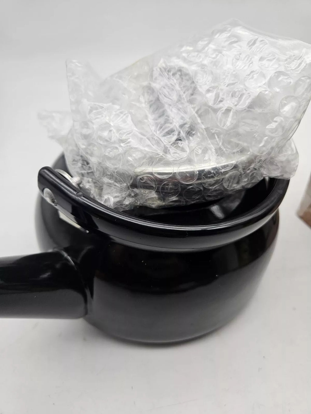 NEW Enamel on Steel Black Tea Kettle Whistling 2 Qt Ekco