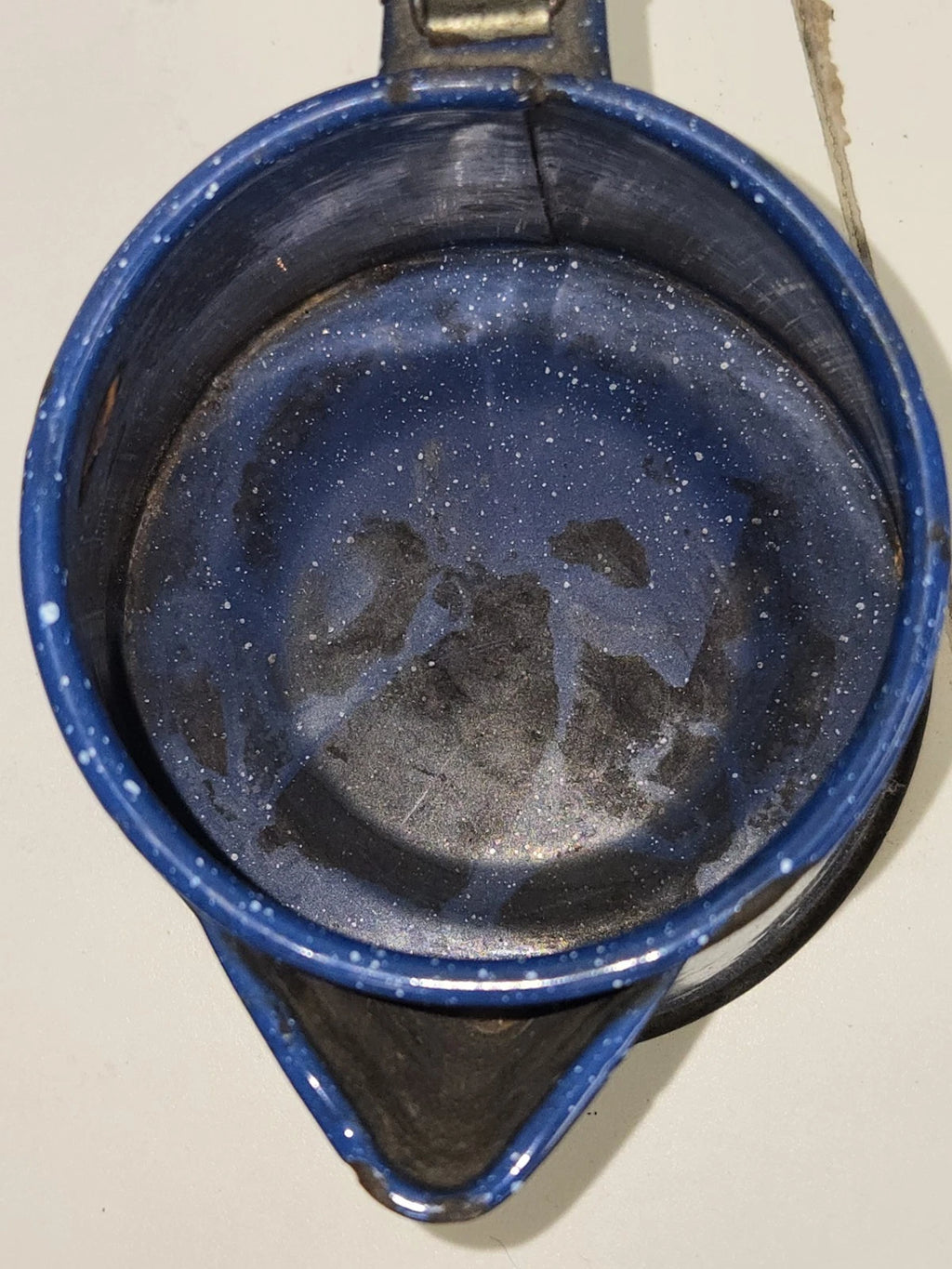 VTG Appropriately Rusted Blue Enamelware Small Camping Tea Coffee Pot