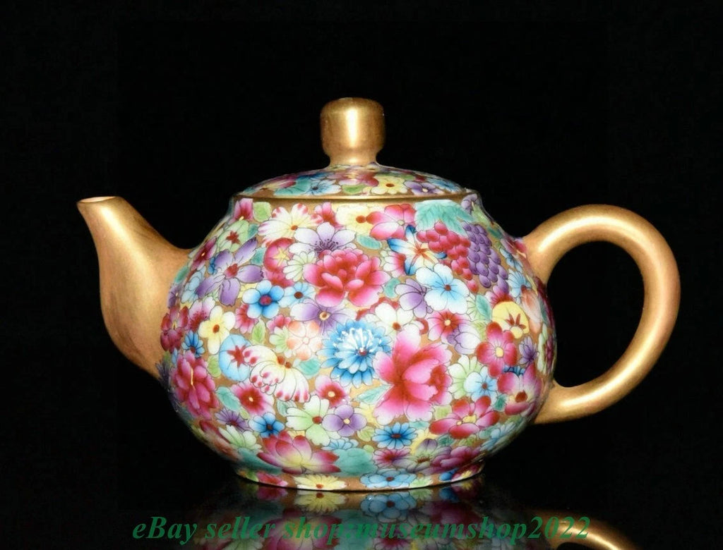 5.2" Old Chinese Qianlong Enamel color Porcelain blossoms flower Kettle Pot