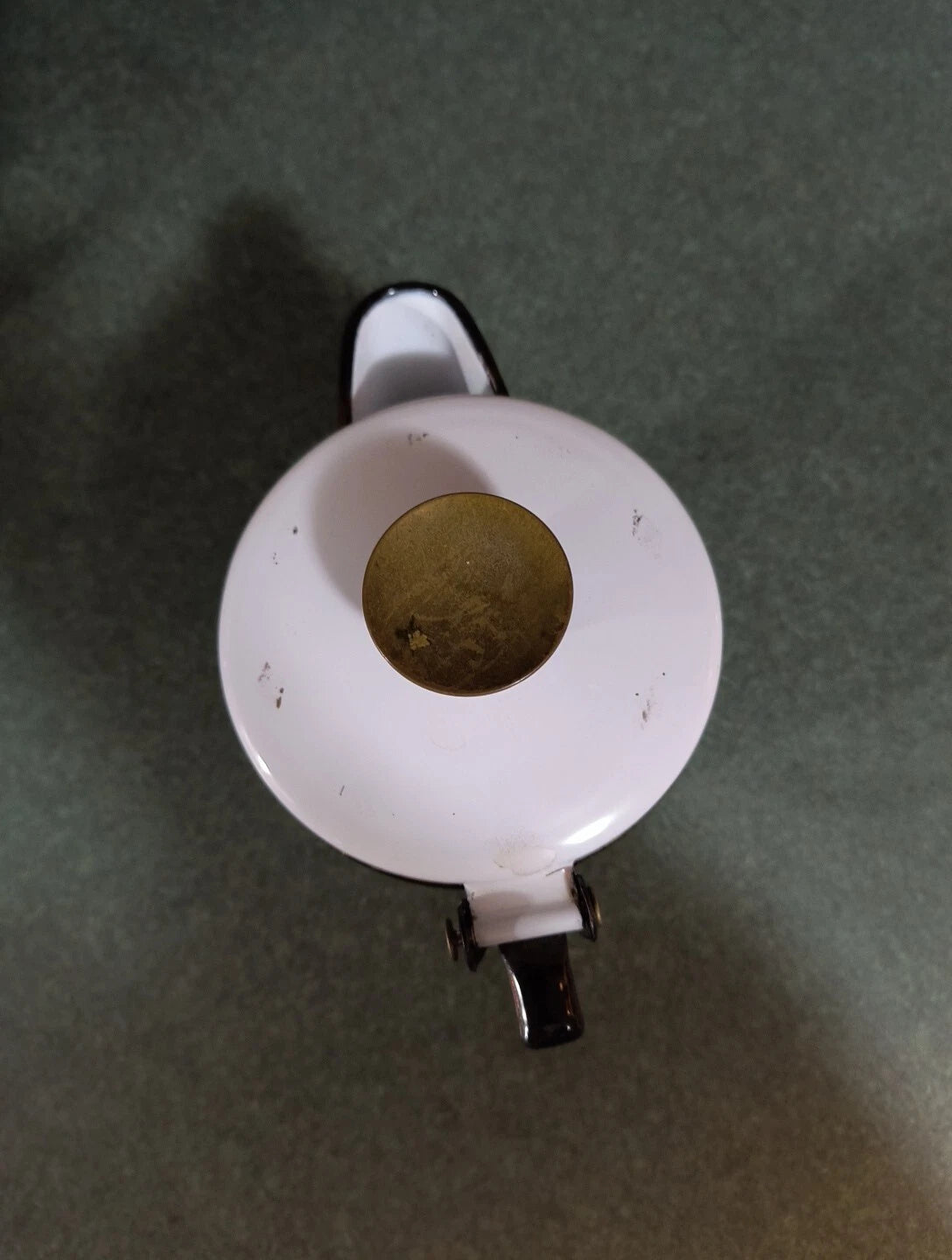 GEORGES BRIARD MCM ENAMELWARE TEA POT WHITE PINEAPPLE LEAVES STRAWBERRY BLACK