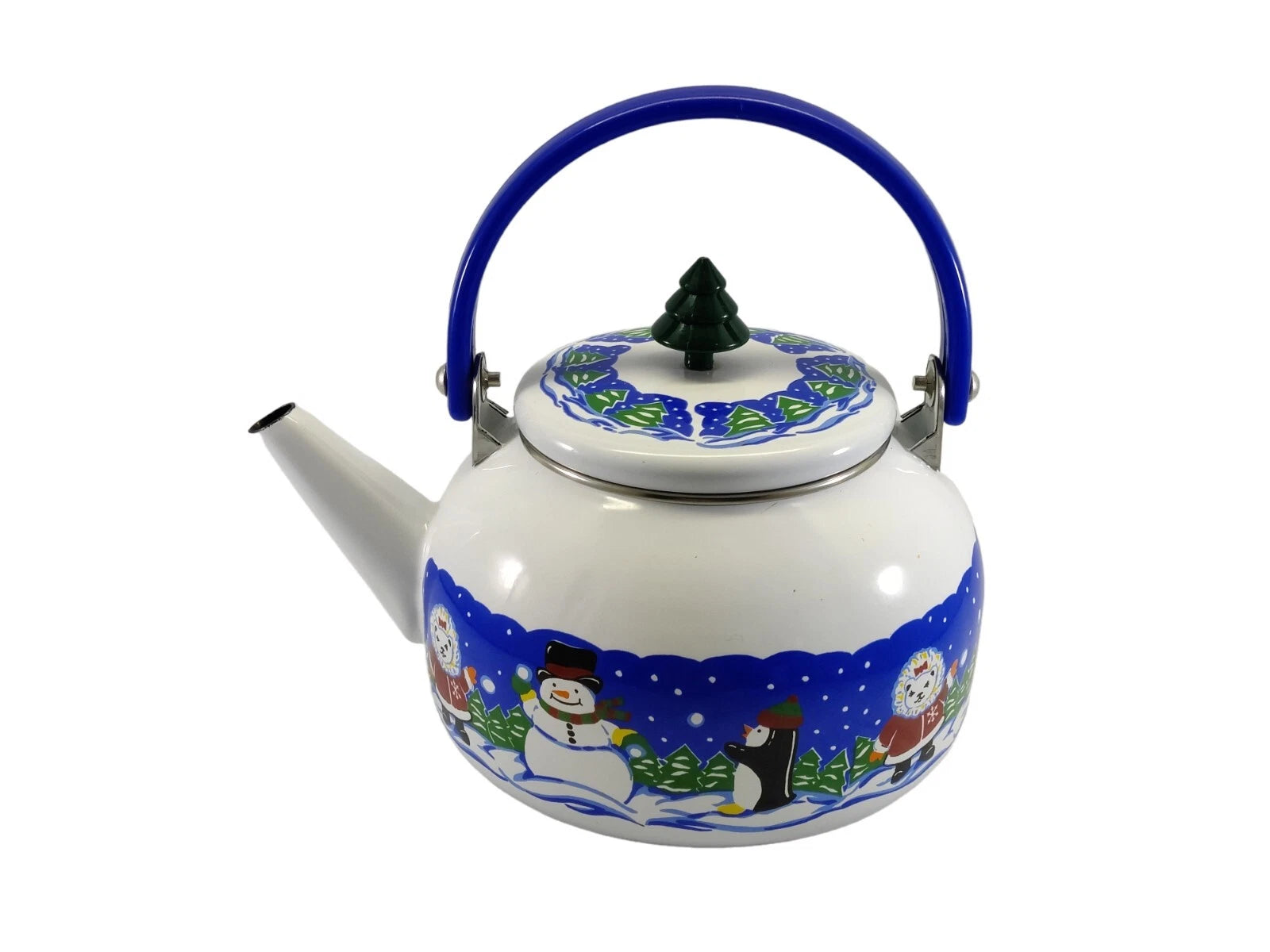 Vintage 1998 Snowflake Shivers Blizzard Enamel Teapot  Kettle Cooks Club READ!!