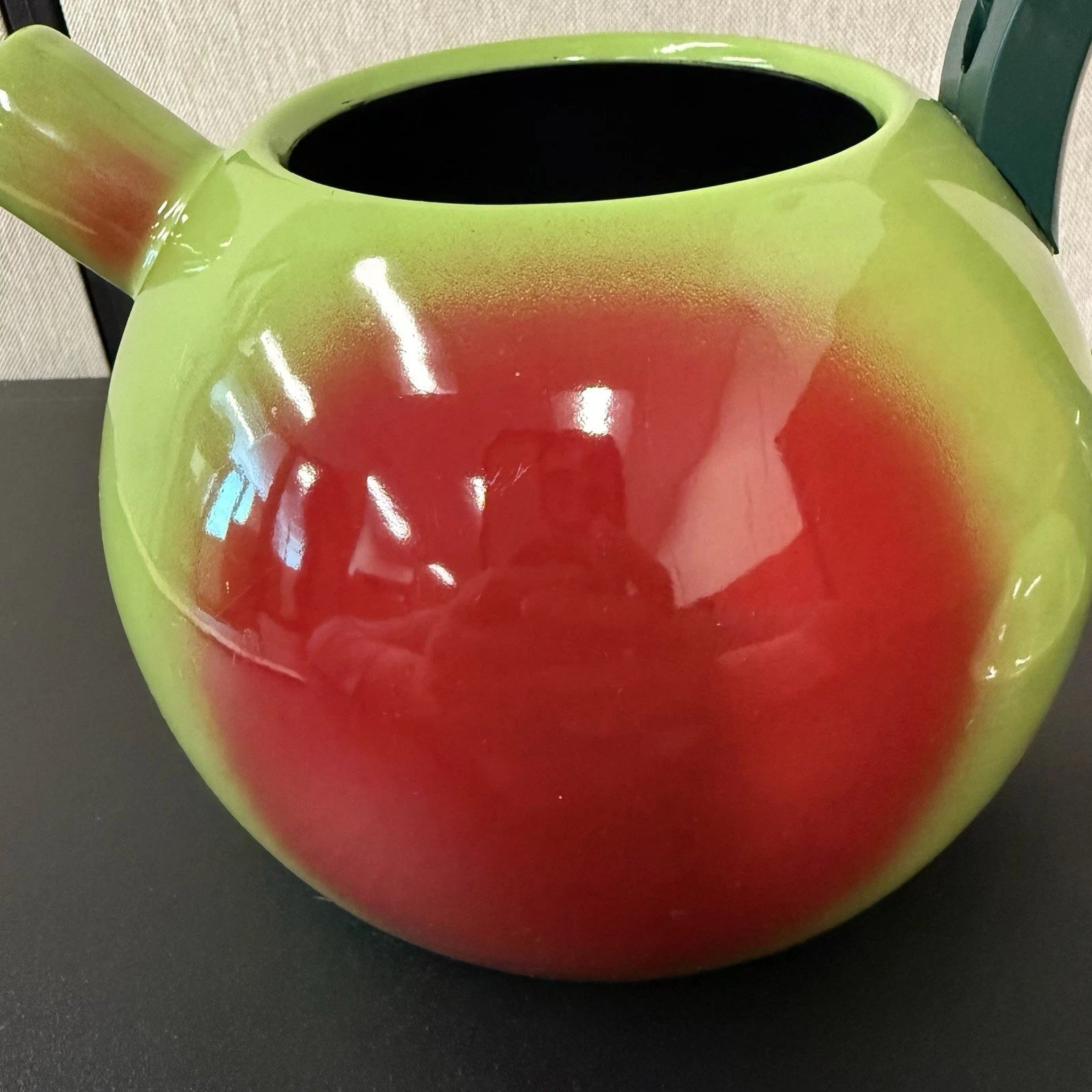 Vintage Copco Kettle Enamelware 1980s Large Apple/Pear Shaped Retro Kitchen Tea