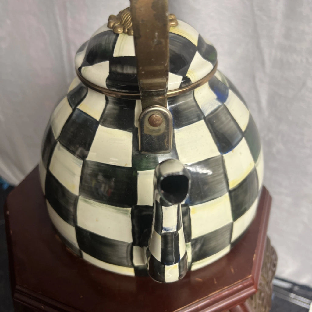 MacKenzie Childs Courtly Check Enamel Tea Pot