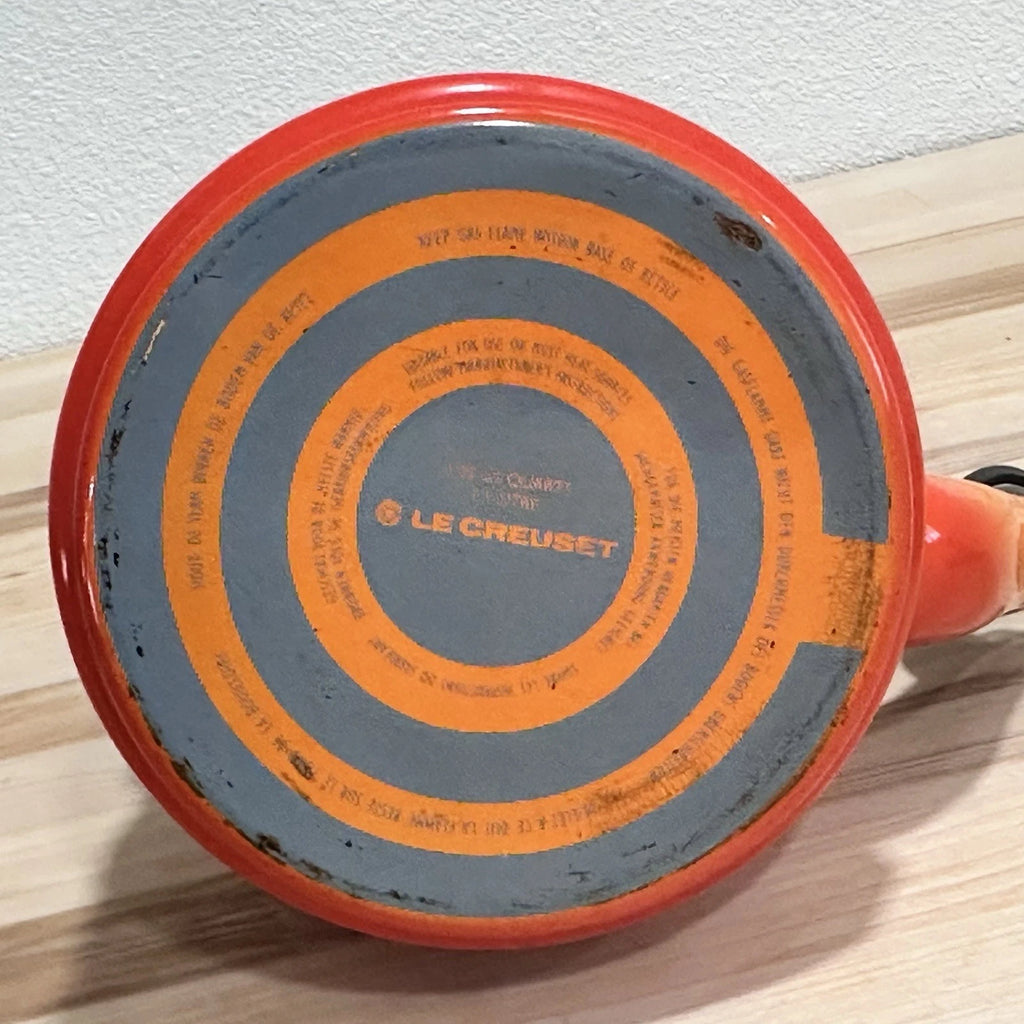 VTG Le Creuset Orange Flame Enamel Whistling Demi Kettle Teapot 1.25 Qt Pls READ